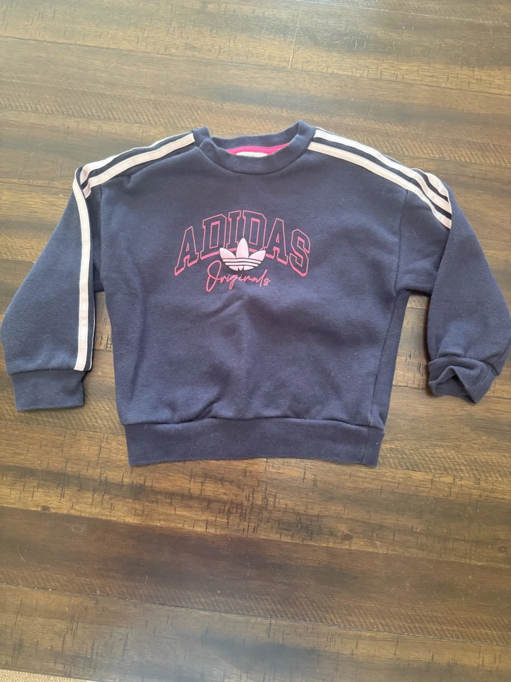 Adidas Navy and Pink Girls Two-Piece Track Set - Sweatshirt & Leggings